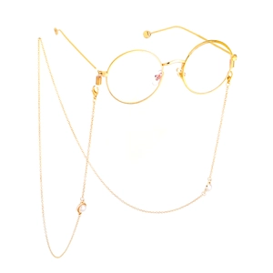 Lunettes rondes dorées avec chaîne élégante en perles pour éviter la perte de lunettes