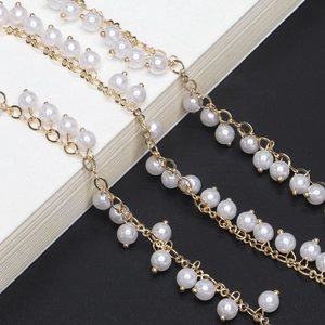 Elegant Glasses Chain Faux Artificial Pearl Tassel Sunglasses Strap Anti Slip Eyewear Retainer Holder For Women Gold Tone Alloy
