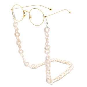 Acrylic Iridescent Artificial Pearl Glasses Chain Sunglasses Strap Anti-Lost Holder With Metal Clasp Silicone Loop For Women