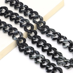 Stylish acrylic eyeglass chain with black and grey marble texture for a chic retro look