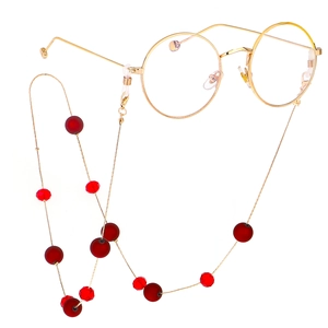 Brillenband Metall Rote Perlen Kristall Rutschfest Brillen Kette Mode Sonnenbrillen Halter