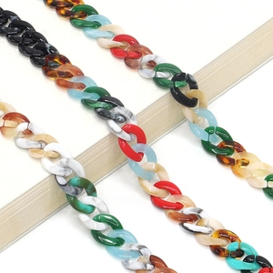 Colorful acrylic eyeglass chain with leopard tortoise pattern and resin link design