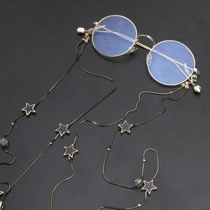 Stars Eyewear Chain And Round Frame Glasses Metal Anti Slip Lanyard Dual Use Necklace Decorative Accessory For Women