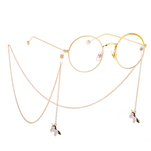 Glasses Chain With Unicorn Pendant Brass Metal Anti-Slip Eyewear Strap Holder For Sunglasses Fashionable Accessory For Women