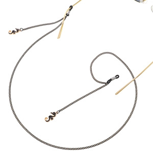 Black eyeglass chain with seahorse pendant and adjustable silicone loops for sunglasses