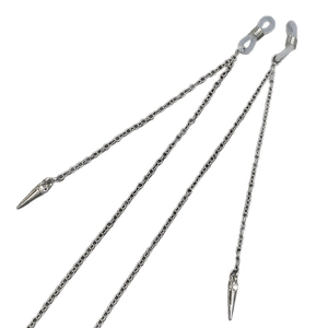 Chaîne à lunettes argentée avec pendentifs à pointe et boucles antidérapantes