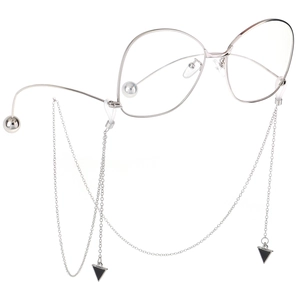 Eyeglasses Chain Copper Eyewear Lanyard With Triangle Pendant Anti Slip Adjustable Silicone Loop Retro Sunglasses Strap