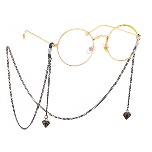 Fashion Glasses Chain Metal Eyewear Strap With Geometric Diamond Pendant Retro Minimalist Sunglasses Holder Anti-Slip