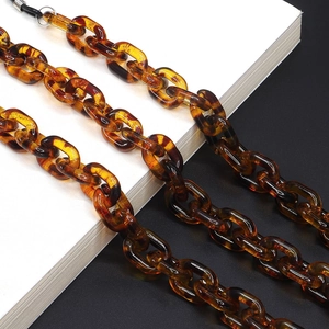 Chaîne à lunettes chic en résine léopard avec boucles antidérapantes et fini écaille de tortue