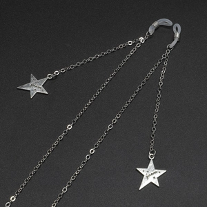 Detail showing silver star charms with forever engraving on anti-slip eyewear chain