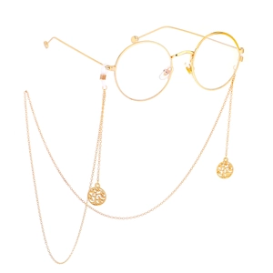 Chaîne De Lunettes En Métal Avec Pendentif Arbre De Vie Évidé Boucles En Silicone Antidérapantes Cordon De Cou Pour Lunettes De Soleil