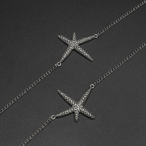 Chaîne De Lunettes Pendentif Étoile De Mer Argent Vintage Métal Cordon Antidérapant Support Pour Femmes