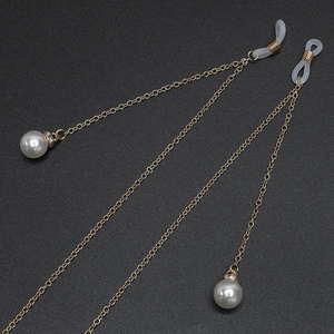 Elegant Glasses Chain Alloy Metal Strap With Faux Artificial Pearl Rhinestone Pendant Anti Slip Eyewear Holder For Sunglasses
