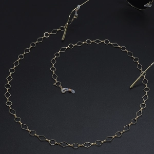 Geometric Diamond Round Metal Alloy Glasses Chain Non Slip Silicone Loop Eyeglass Lanyard For Reading Sunglasses Women