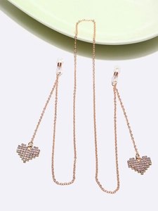 Catena Per Occhiali Pendente Cuore Strass Metallo Cordino Occhiali Antiscivolo Gioielli Moda Per Donna Regalo