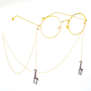 Giraffe Anhänger Brillenkette Rutschfest Gold Metall Brillenband Halter Mode Nackenschnur Für Damen Herren