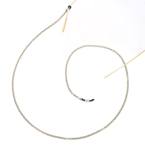 Minimalist bronze round link eyewear chain with adjustable anti-slip rubber loops
