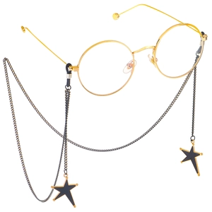 Chaîne De Lunettes Métal Noir Pendentifs Étoile Cordon Anti-glisse Lanière Mode Minimaliste Cordon De Cou Unisexe