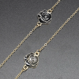 Fashion Metal Glasses Chain Black Rose Enamel Anti-Slip Eyewear Strap Gold Plated Sunglasses Cord Holder For Women Jewelry