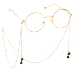 Fashionable Metal Glasses Chain With Mini Sunglasses Pendant Anti-Slip Eyewear Lanyard Gold Tone Retro Accessory Women