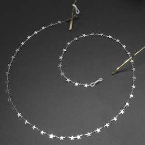 Chaîne de lunettes en acier inoxydable argenté avec étoiles et boucles antidérapantes