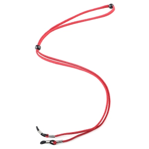 Chaîne de lunettes rouge antidérapante en suède avec perles noires et connecteurs argent