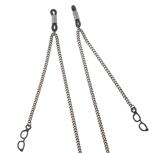 Fashionable black eyewear chain with glasses pendant and adjustable silicone loops