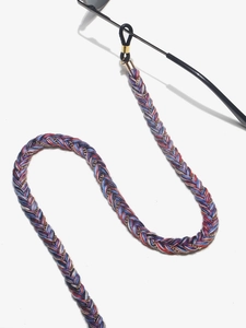Braided tricolor eyewear chain in red white and blue with gold accents for glasses