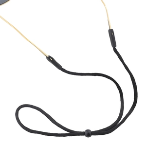 Black braided eyewear strap with adjustable slider and anti-slip rubber loop for glasses