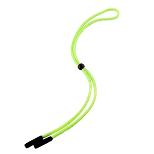 Adjustable fluorescent green nylon eyewear lanyard with non-slip toggle and cord ends