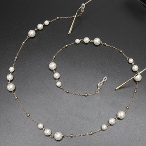 Elegant Faux Artificial Pearl Glasses Chain Non Slip Metal Eyewear Lanyard Decorative Strap For Women Anti Lost Holder