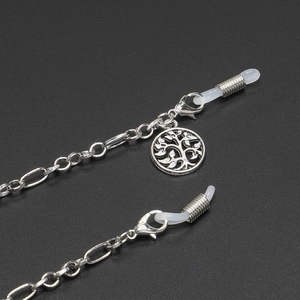 Silver tree of life glasses chain with lobster clasp and silicone loops for eyewear