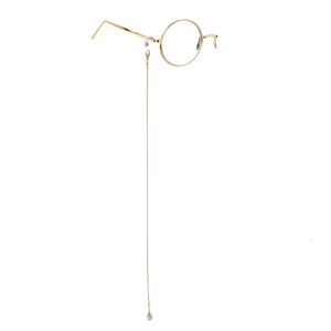 Vintage Round Monocle Frame With Eyewear Chain For Men Women Stainless Steel Copper Glasses Chain With Artificial Pearl