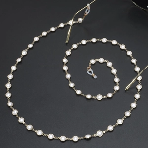 Chaîne De Lunettes Élégante Künstliche Perle D'imitation Métal Doré Cordon Antidérapant Pour Lunettes De Soleil