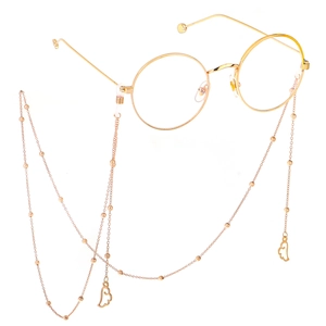 Chaîne de lunettes minimaliste en métal doré avec ailes d'ange et petites perles rondes