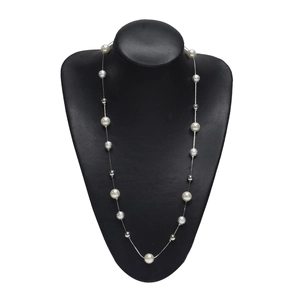 Chaîne de lunettes et collier en perles dorées avec billes mates et accents argentés