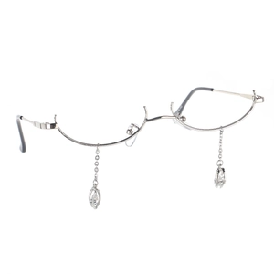 Chaîne De Lunettes Décorative Argent Métal Accessoire Monture Sans Rebord Goutte Eau Zircon Antidérapant Bijoux Femmes