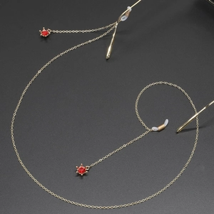 Anti Slip Eyeglasses Chain Gold Brass Metal With Rhinestone Crown Pendant Silicone Loop Sunglasses Holder Fashion Women