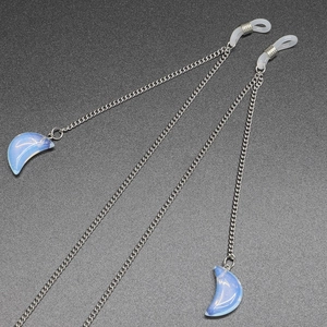 Chaîne De Lunettes Acier Inoxydable Pendentif Lune Opale Cordon Lunettes Antidérapant Accessoires De Mode Rétro