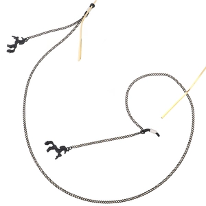 Minimalist black eyewear chain with horse charms for sunglasses and glasses neck strap