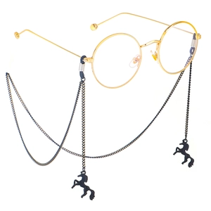 Glasses Chain With Black Alloy Horse Pendant Anti-Slip Eyewear Lanyard For Sunglasses Reading Glasses Simple Fashionable