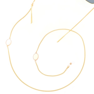 Stainless Steel Glasses Chain Gold Plated Oval Faux Opal Pendant Anti-Slip Eyewear Strap Fashion Neck Lanyard Women