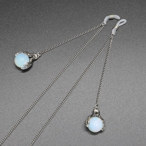 Chaîne De Lunettes En Acier Inoxydable Antidérapante Avec Perles D'Opale Synthétique Rondes Cordon Pour Femmes