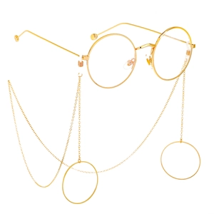 Chaîne De Lunettes En Métal Antidérapante Pendentif Rond Géométrique Cordon De Lunettes Support De Lunettes De Soleil Rétro