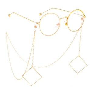 Retro Metal Glasses Chain With Geometric Hollow Square Pendant Anti Slip Eyeglass Lanyard Strap Decorative Holder For Women