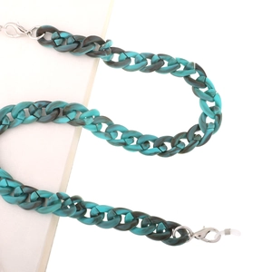 Detail of marble acrylic eyeglass chain with lobster clasps and silicone loops