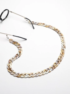 Chaîne de lunettes rétro en acrylique imprimé léopard avec fermoirs mousquetons argentés