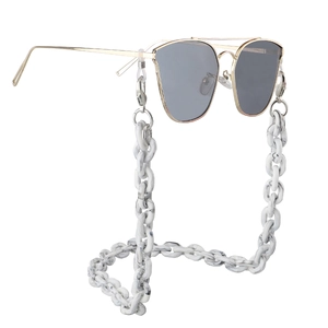 Retro aviator sunglasses with black and white marble acrylic eyeglass chain link