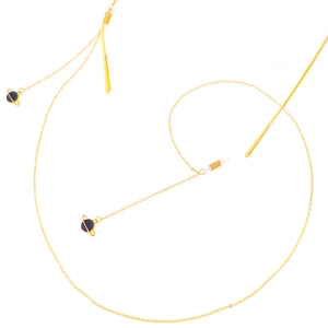 Chaîne de lunettes dorée avec pendentifs planète et boucles en silicone antidérapantes