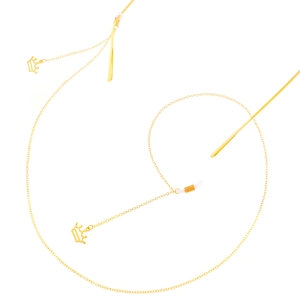 Chaîne de lunettes dorée antidérapante avec pendentifs couronne et boucles en silicone